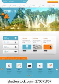Website Design Template for Your Business with Waterfall Photo Background 