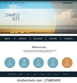 Website Design Template for Your Business with Beach Photo Background