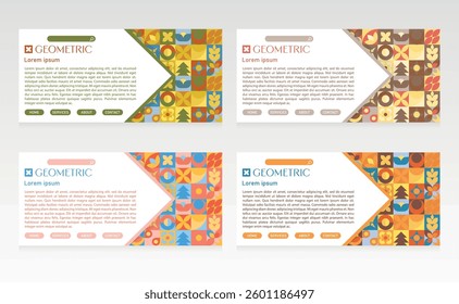a website design that forms the top of a web page in a geometric style