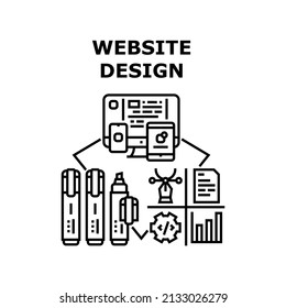 Website design web business internet. technology template. mobile banner site vector concept black illustration