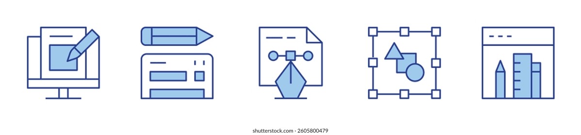 website design, web design, design. Design Icon vector illustration. Line Duotone style. Editable stroke.