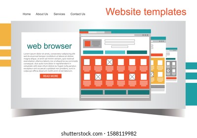 Website Design Wire frame Internet Browser - Illustration
