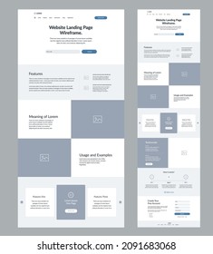 Website design wireframe. Landing page template.