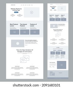 Estructura alámbrica de diseño del sitio web. Plantilla de página de inicio.