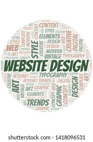 Website Design word cloud. Wordcloud made with text only.