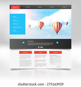 Website Design for Your Business with hot air balloons realistic illustration. Vector Eps 10