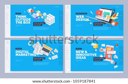 Website designs collection. Vector illustration template for website and mobile website design and development. Creative concept, easy to edit and customize.