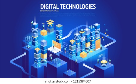 Website designs. New innovative ideas. Digital technologies. Vector illustration template for website and mobile website design and development. Creative concept, easy to edit and customize.