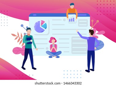 Website development banner. For business management landing page, promotion site design, social media marketing, mobile website productivity software poster concept template. Web corporate people flat