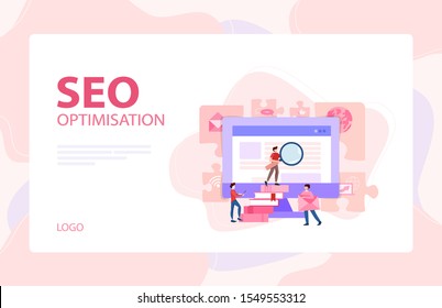 Website development banner. Web page programming and making responsive interface on computer. Vector illustration in cartoon style