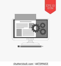 Website development icon. Flat design gray color symbol. Modern UI web navigation, sign. Illustration element
