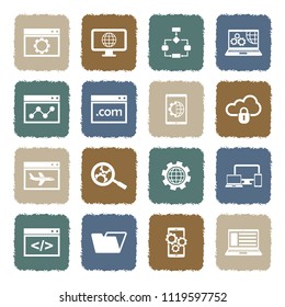 Website Development Icons. Grunge Color Flat Design. Vector Illustration. 