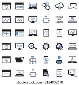 Website Development Icons. Two Tone Flat Design. Vector Illustration.