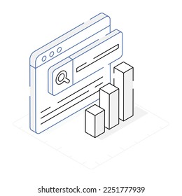 Icono conceptual isométrico de desarrollo de sitios web 