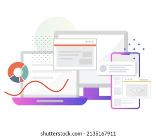 Website Development for multiple device access - Illustration  as EPS 10 File