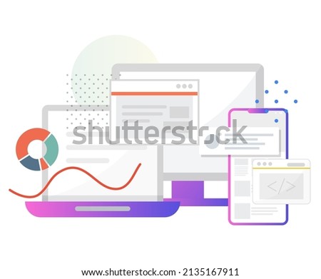 Website Development for multiple device access - Illustration  as EPS 10 File