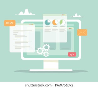 Website development and programming concept. Vector illustration.