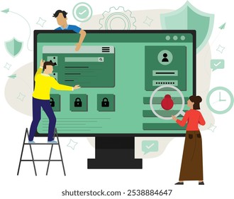 Bug de descoberta de segurança de software de desenvolvimento de site na ilustração de código