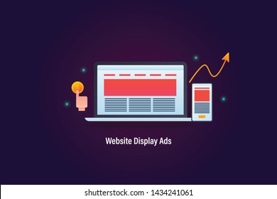 Website display ads, Responsive ads, Website banner - gradient style vector background with icons