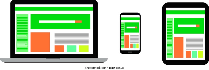 Website displayed on various devices