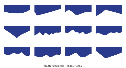 Website Dividers with Drops, Waves and Geometric Shapes. Abstract Design Elements for Top and Bottom border on Website and App. Website border drip shape section vector