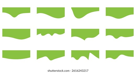 Website Dividers with Drops, Waves and Geometric Shapes. Abstract Design Elements for Top and Bottom border on Website and App. Website border drip shape section vector