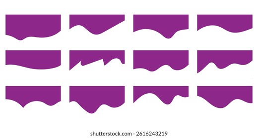 Website Dividers with Drops, Waves and Geometric Shapes. Abstract Design Elements for Top and Bottom border on Website and App. Website border drip shape section vector