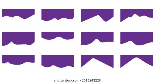 Website Dividers with Drops, Waves and Geometric Shapes. Abstract Design Elements for Top and Bottom border on Website and App. Website border drip shape section vector