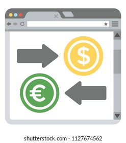 A website with dollar sign representing online transaction or online funds transfer