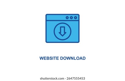 Icono De Vector De Descarga De Sitio web Aislado Sobre Fondo Blanco