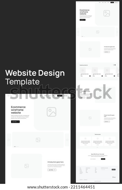Website Ecommerce Home Page Template Wireframe Stock Vector (Royalty