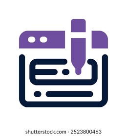 website edit icon. vector dual tone icon for your website, mobile, presentation, and logo design.