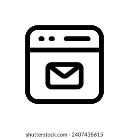 Icono de correo electrónico del sitio web en estilo de esquema de moda aislado en fondo blanco. Símbolo de la silueta de correo electrónico del sitio web para el diseño del sitio web, logotipo, aplicación, interfaz de usuario. Ilustración del vector, EPS10.