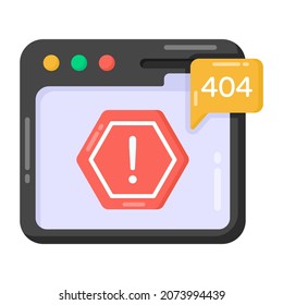 Website error in flat style icon, editable vector 