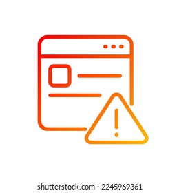 Website error pixel perfect gradient linear vector icon. Webpage broken. Network connection fail. Page loading problem. Thin line color symbol. Modern style pictogram. Vector isolated outline drawing