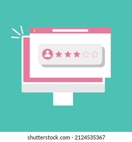 Website evaluation on the Internet. Computer with an open web browser. User rating.