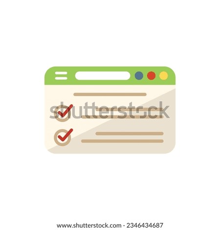 Website exam icon flat vector. Work test. Academic paper isolated