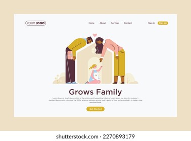 A website for a family called'grows family homepage designs illustation vector.
