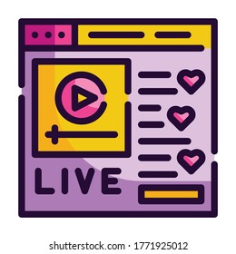 Website Fill Outline icon. Live and Streaming.