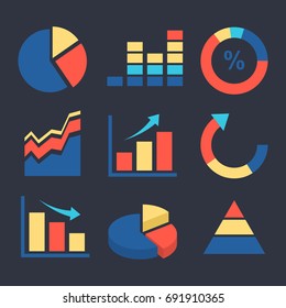 website finance graphics statistic icon with flat style