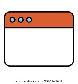 Website frame application panel with blue and orange colour icon vector symbol design illustration