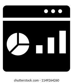 
Website front end with with some pie graph and bar graph, representing website dashboard icon 
