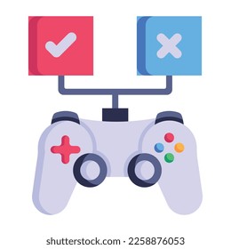Sitio web y gamepad, icono plano del desarrollo de juegos, 