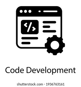 Sitio web con vector sólido de desarrollo de código de lenguaje de engranajes y programación 