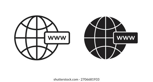 Símbolo de concepto de contorno de icono de globo de Sitio web con trazo editable en blanco