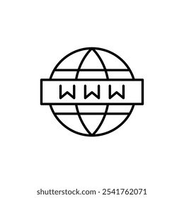 Website globe icon Outline set in black and white color