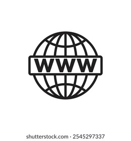 Website globe icon outline set sign