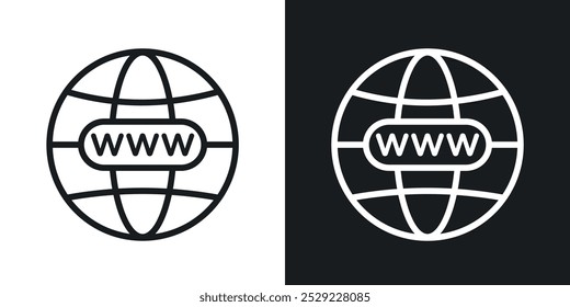 Website globe icon in Thin line black color. flat simple vector symbols illustration.