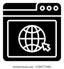Ilustración vectorial de icono de glifo de Sitio web