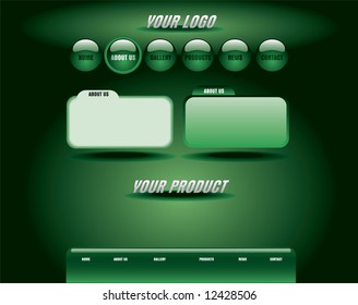 Website green glossy template